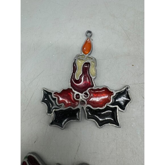 Set Of 6 Vintage Christmas-Themed Stained Resin Style Ornaments Handmade READ - Picture 2 of 16